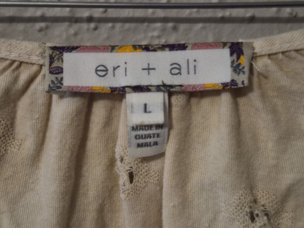 Anthropologie Eri + Ali Medium Bell Sleeve Blouse Top Eyelet Oversize L - Picture 3 of 10